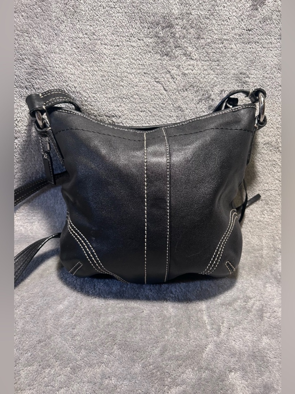 Coach Soho Black Leather Tassel Crossbody Hobo - Picture 6 of 11